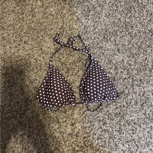 SHEIN Brown Polka Dot Triangle Bikini Top